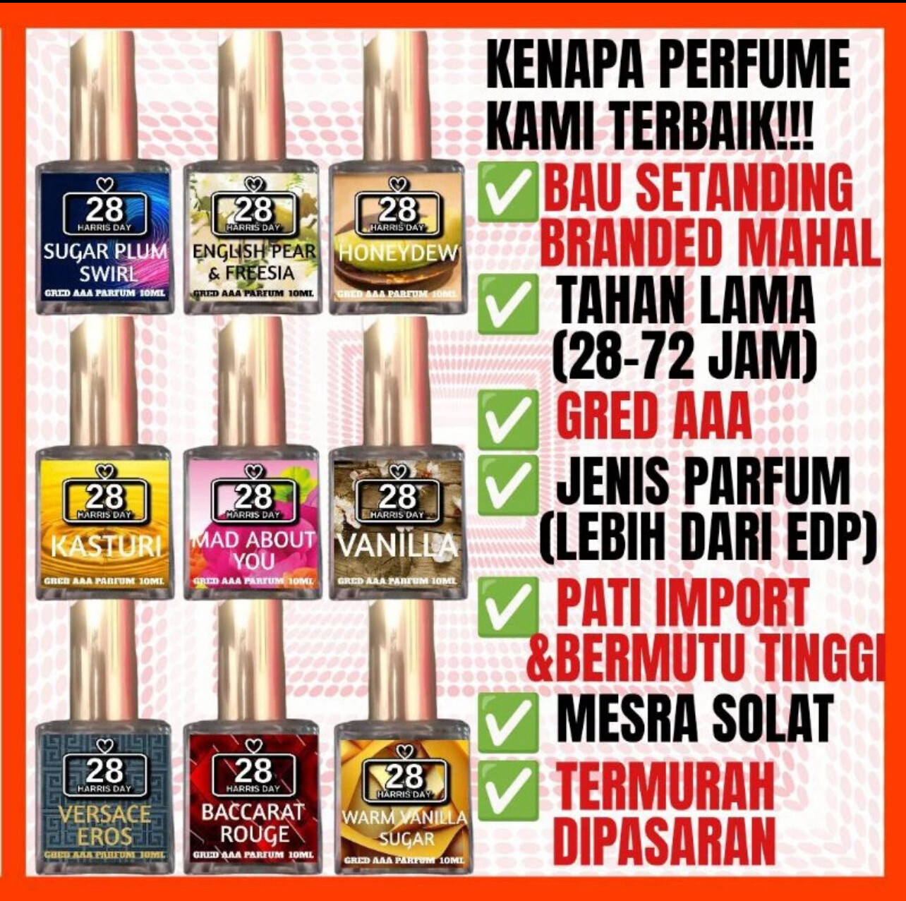 ￼🔥FULL PATI Import🔥Gred AAA Body Spray Perfume (10 ML) Tahan Lama Lebih 28 Jam (Jenis Parfum Lebih Tinggi Dari EDP) 3bottle