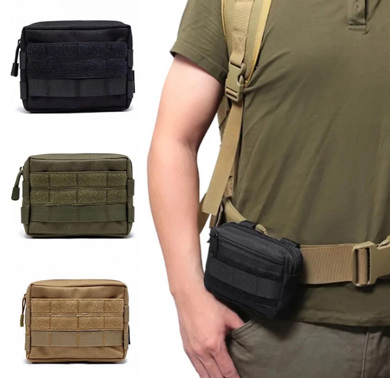 Military Molle Pouch Tactical Belt Waist Bag Outdoor Sport Waterproof Phone Bag Cycling EDC Tool Pocket Hunting Fanny Pack