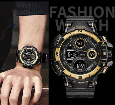 Men&#39;s Fashion Sports Waterproof Watches Multifunctional Electronic Wristwatch 2pcs