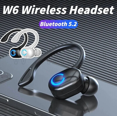 ￼W6 Wireless Bluetooth Earphones / Business Ear Hook Single Earbuds / Touch Control HiFi Music Headphones / Low-latency Gaming Earpiece with Mic / Waterproof Sport Running Headset 3pcs