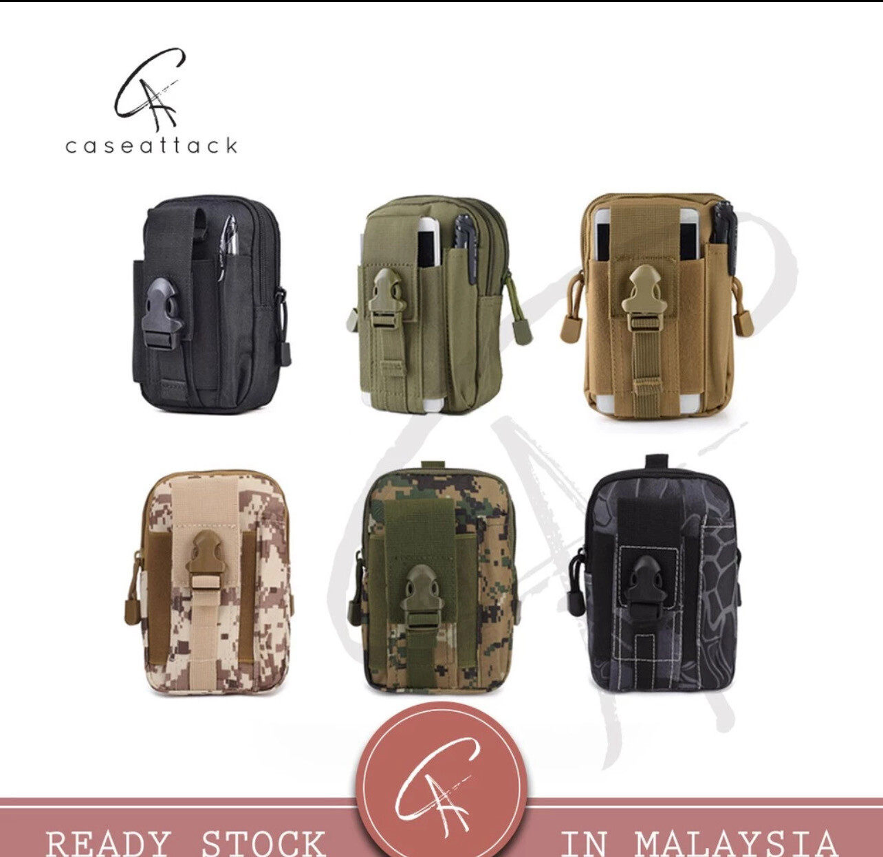 ￼Men Casual Outdoor Tactical Pouch Waist Bag 2pcs