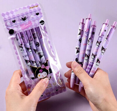 5Pcs/Set Sanrio Mymelody Kuromi Cinnamoroll Kawaii Animal 0.5mm Mechanial Gel Ink Pens Cute Stationery Neutral Pen School Writing Supplies Stationary 2set