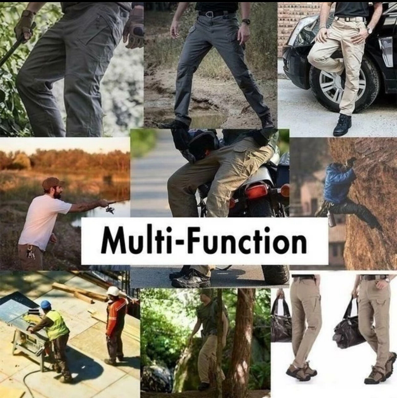 ￼Tactical Pants for Men Cargo Pants Seluar Tactical Lelaki Casual Straight Leg Pants Tenoctor Pockets