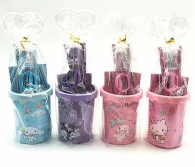 7Pcs/Lot Sanrio Mymelody Kuromi Cinnamoroll Pen holder pencil eraser school start prizes portable stationery set gift box student children&#39;s birthday gift 2set
