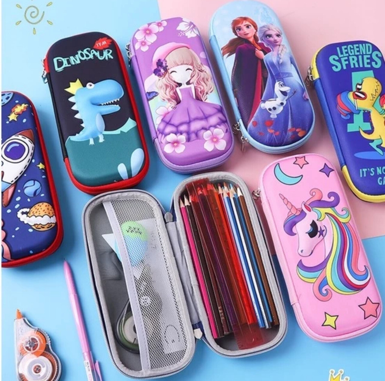 ￼👨‍👩‍👧‍👦MEKIDS👨‍👩‍👧‍👦 3D Pencil Case EVA Waterproof Primary School Kids Pencil Box Stationery Box Organizer 2pcs