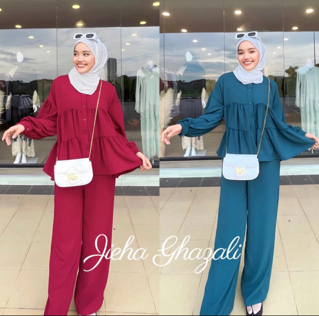 ￼BALQIS SET ( BAJU + SELUAR ) byjiehaghazali (Free Size S-XL, 45-75kg)
