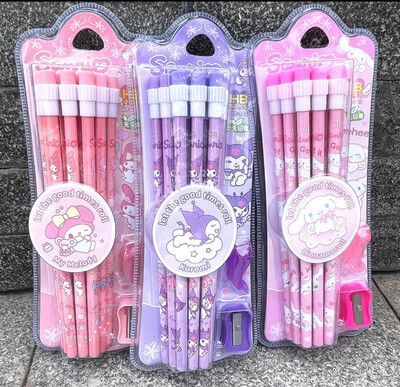 Kuromi Melody Cinnamoroll Sanrio Pencil Set Kids Children Drawing Pencil 12pcs (BGJAYA) 3set