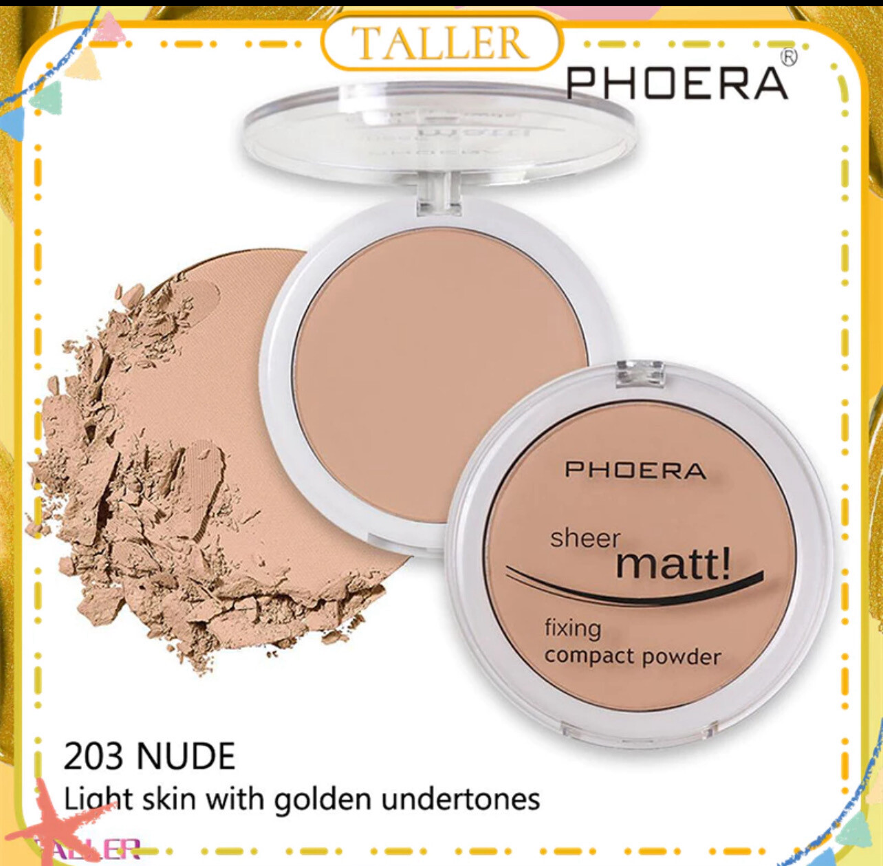 PHOERA 8 Colors Powder Cake Natural Long Lasting Whitening Concealer Foundation Oil Control Matte Blush Rouge Foundation TALLER 2pcs