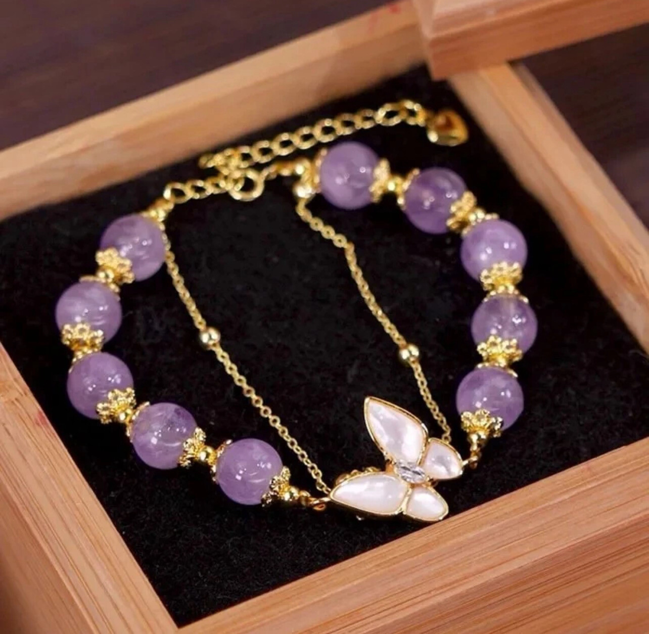 Korean new butterfly agate bracelet for women glass cracked female bracelets pop flower crystal butterfly pendant gift SAWU 5pcs