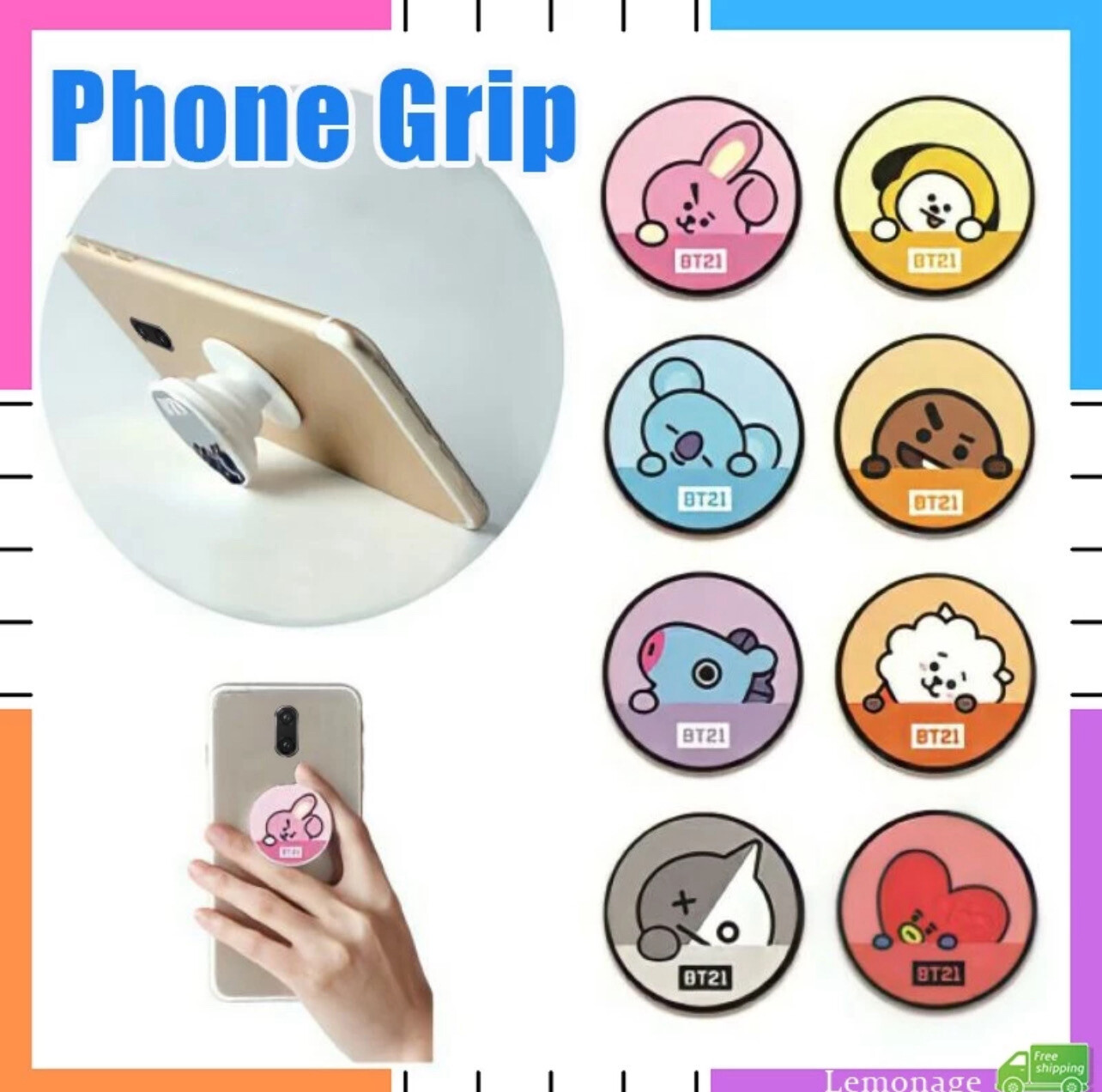 Cartoon Phone Grip Griptok Phone Ring Holder Stand Bracket Adjustable Phone Holder 12pcs