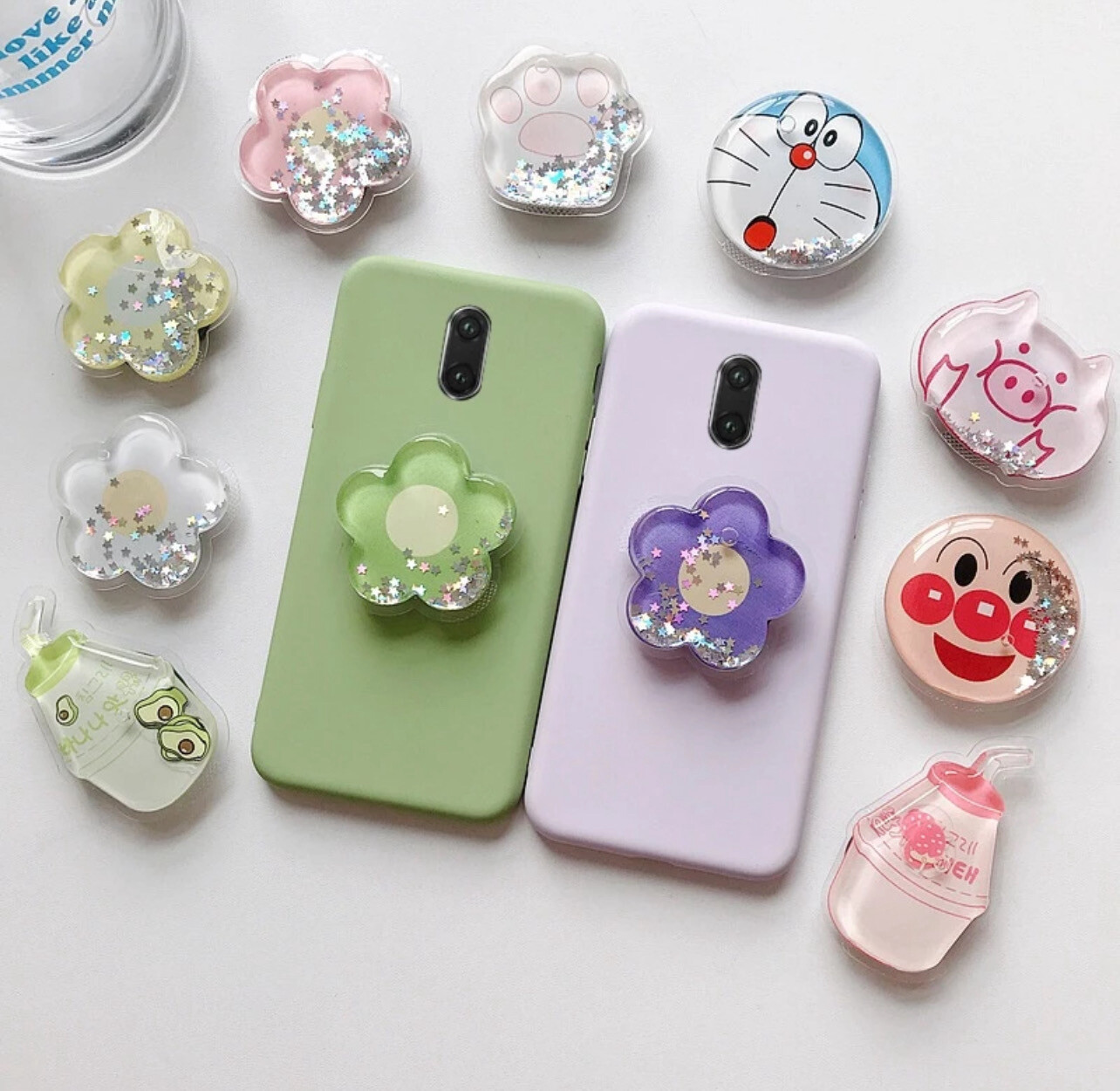 ￼【Ready Stock】3D Liquid Quicksand Phone Ring Holder Phone Grip Griptok Phone Holder Stand Phone Bracket 8pcs