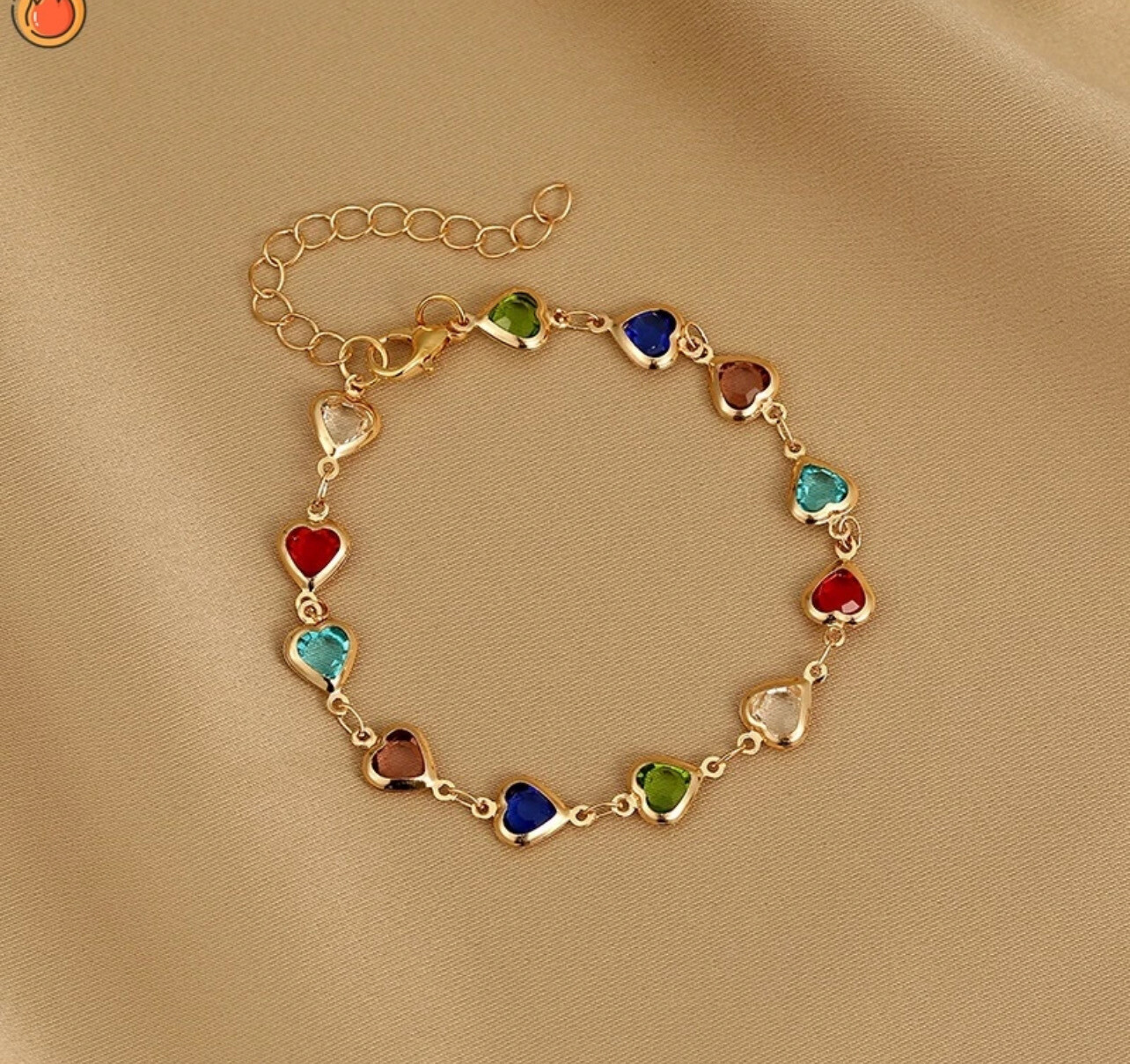 Jewdy Light Luxury Candy Color Heart Gemstones Pearls Bracelet Anklet for Women New 2023 Fashion Deco Accessories Gifts Jewelry sawu (Gold and Silver Colour)6pcs