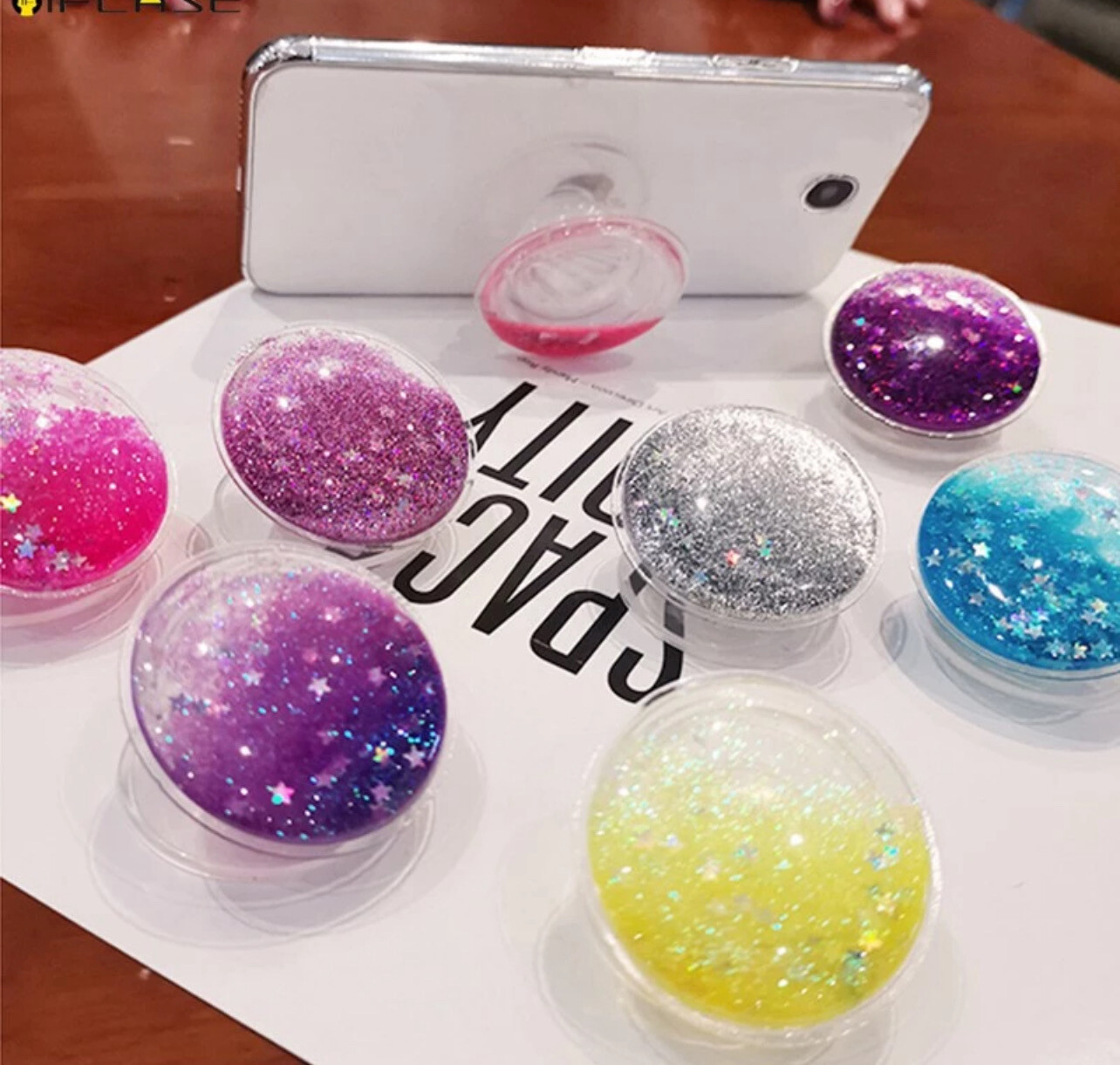 ￼【Ready Stock】3D Quicksand Phone Ring Holder Phone Grip Griptok Liquid Glitter Phone Holder Stand Bracket 8pcs