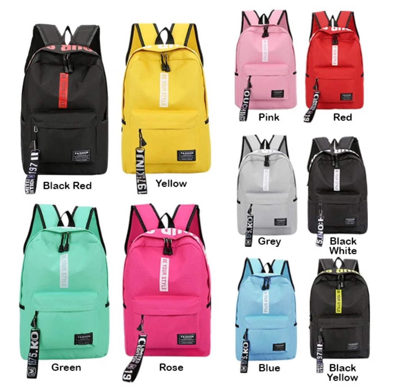 ￼BBD Student Letter Canvas Schoolbag Backpack BG434 2pcs