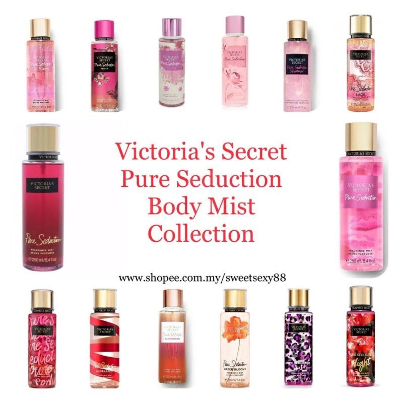 Victoria&#39;s Secret Fragrance Pure Seduction Body Mist Collection 250ml 1btl $9.50/2btl $15.00