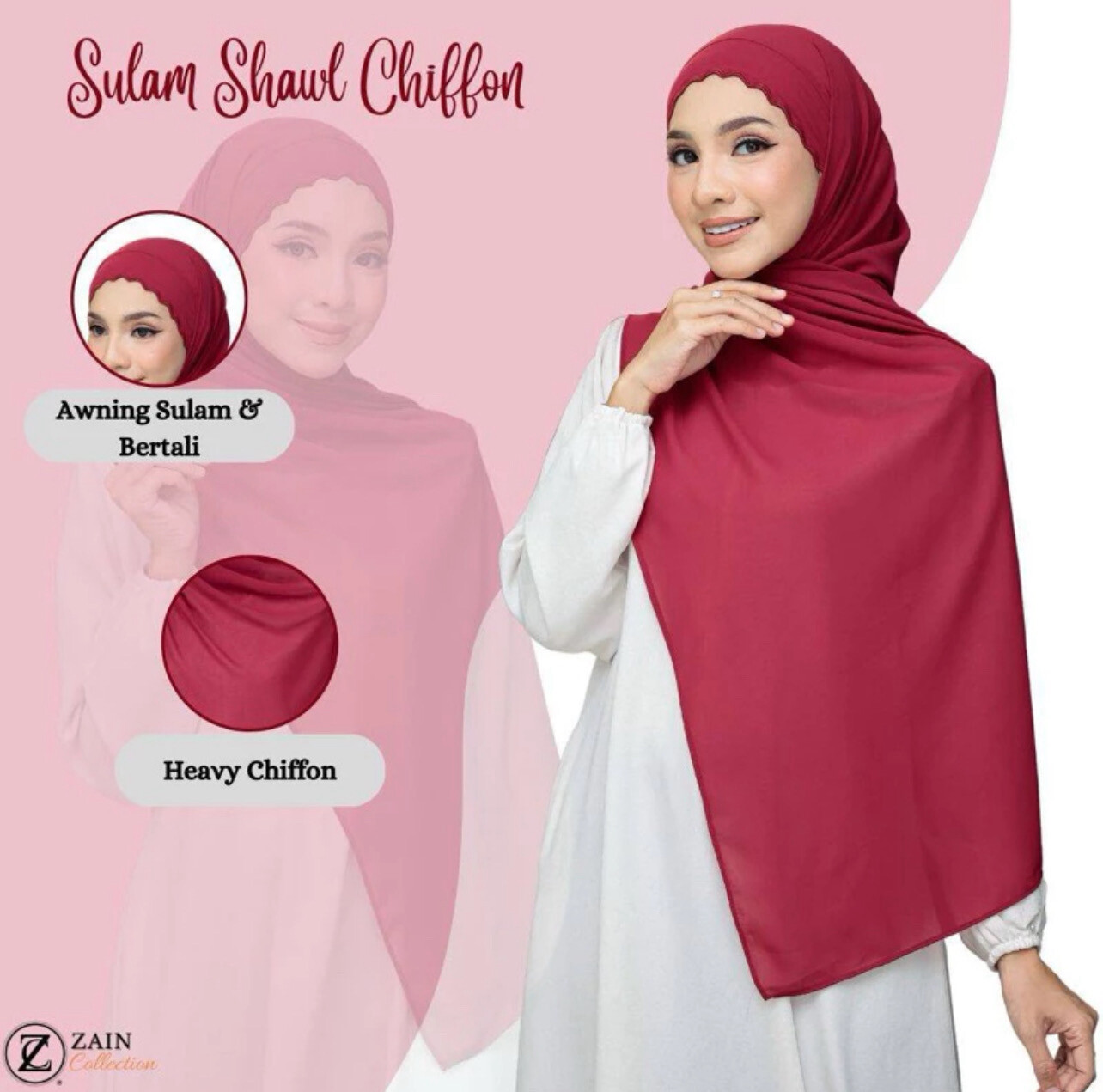 INSTANT SULAM SHAWL CHIFFON TIE BACK/SHAWL SULAM ADA TALI DIBELAKANG SHAWL AWNING SULAM 1pcs $10/ 2pcs $15 (if 2 Buat Quantity 2)