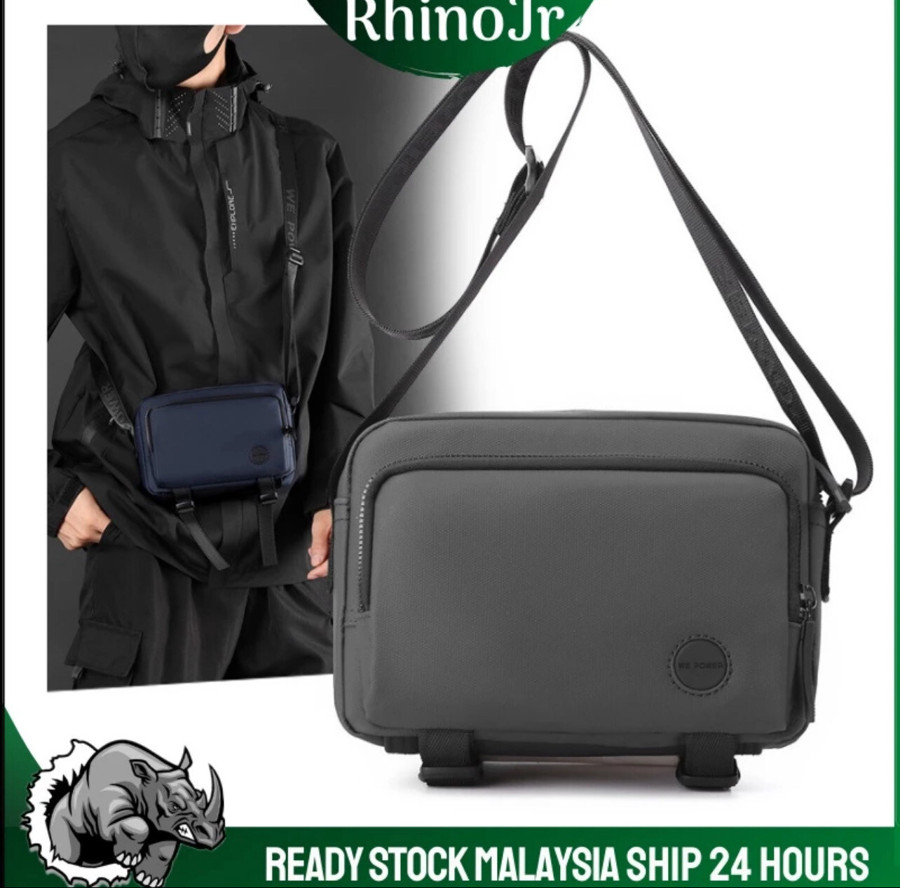 B158 RhinoJr WEPOWER Pu Waterproof Man Sling Bag Men Shoulder Bag Chest Bag Motor Riding Bike