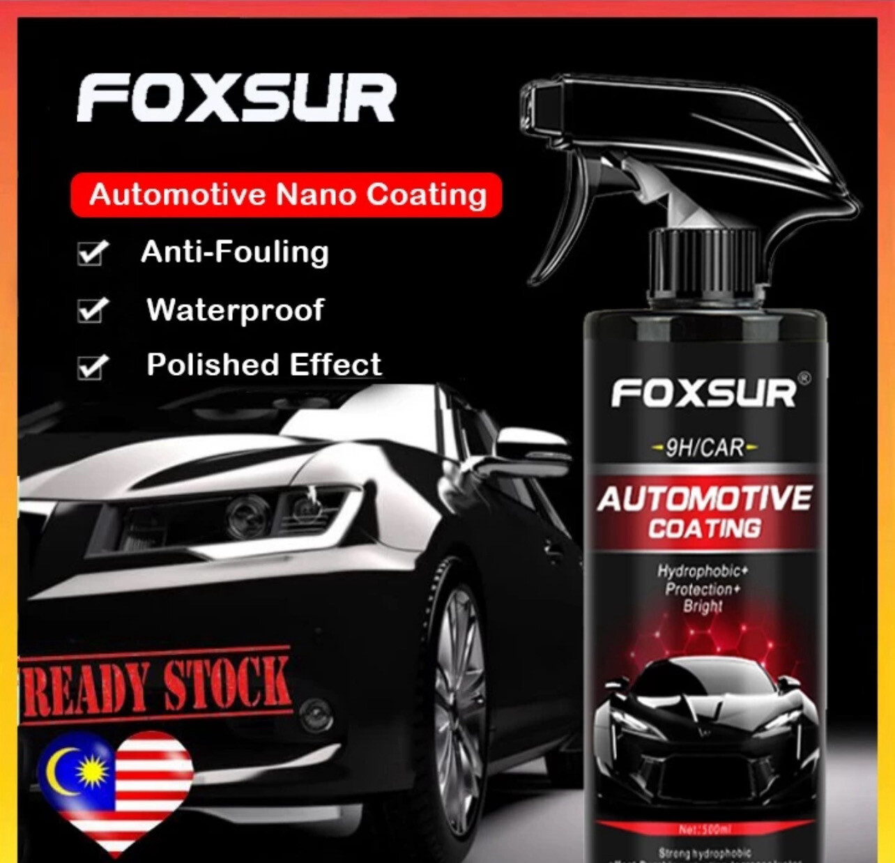 FOXSUR Car Coating Nano Ceramic Spray  Fast Car Polish and Wax Spray Paint Luxury Mirror Shiny Crystal Glaze 1set