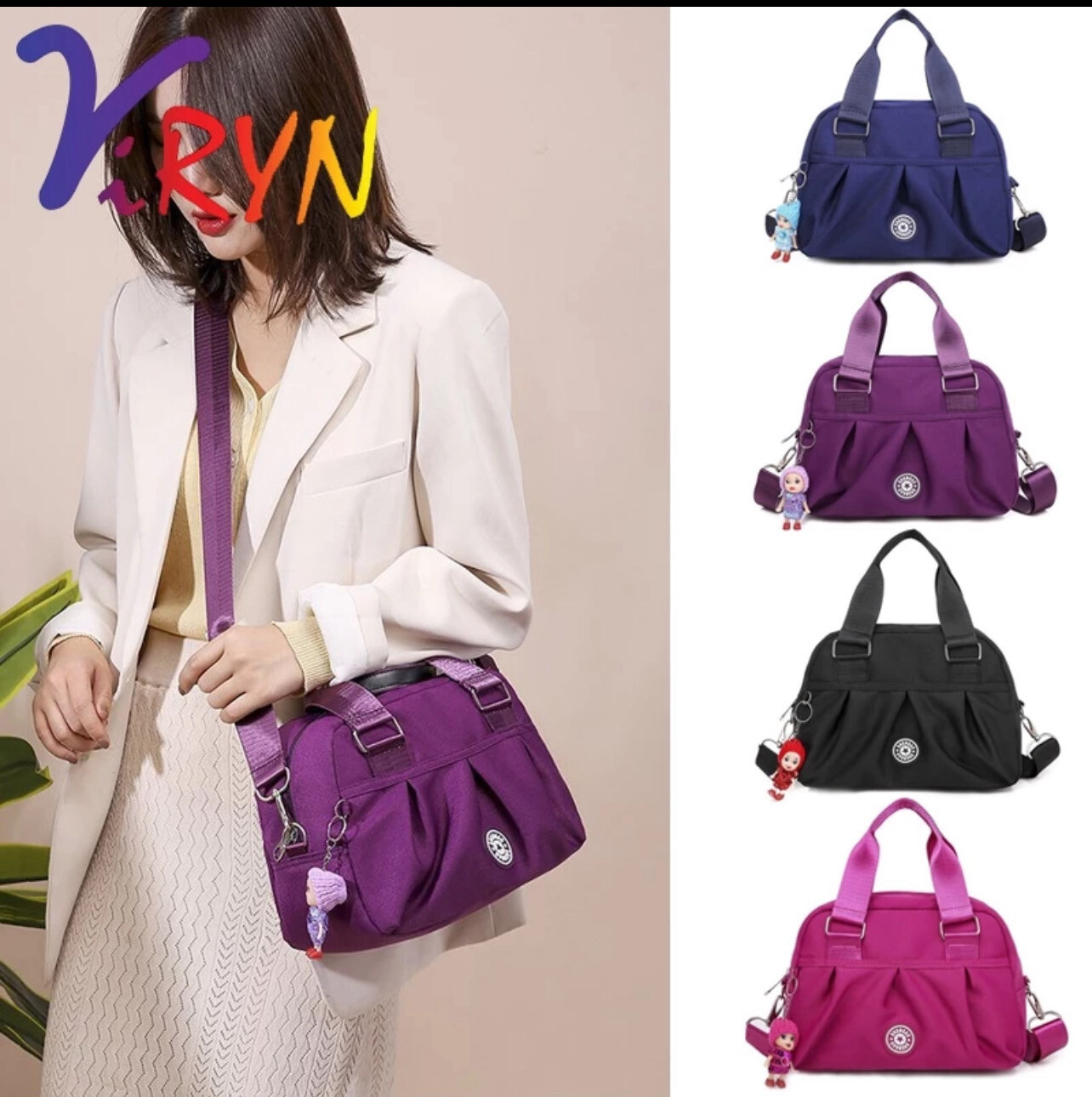 ￼ViRYN Korean Ladies Fashion Waterproof Casual Portable Large Capacity Canvas Leisure Woman Sling Office Bags(RYL-295)