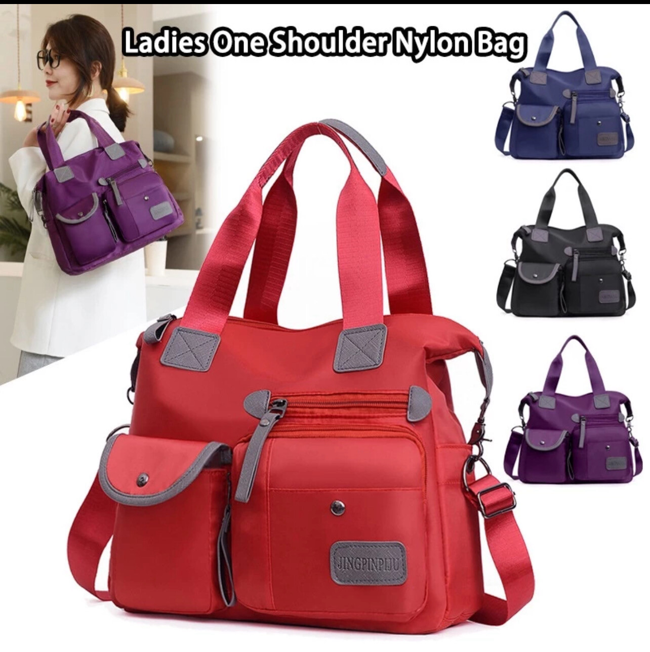￼ViRYN Korean Style Ladies One Shoulder Nylon Bag Portable Messenger Bag Multi Pocket Mommy Bag