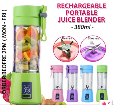 ￼《 𝗙𝗢𝗢𝗗 𝗚𝗥𝗔𝗗𝗘 》 Portable Rechargeable Mini Fruit Juice USB Electric Blender Mixer Cup Bottle Pengisar Jus Elektrik 电动榨汁机