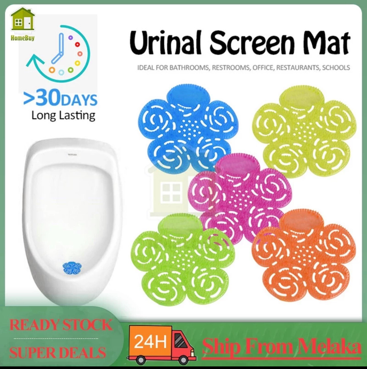 ￼Perfume Toilet Urinal Screen Pad Mat Bathroom Freshener Pewangi Tandas dan Bilik Air Campak Viral Tahan Lama Lantai 7pcs