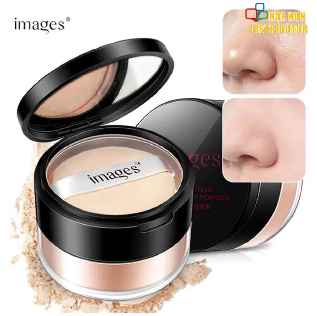 Images / HYMEY&#39;S Foundation Makeup Powder 15g Facial Loose Powder Beauty 4pcs
