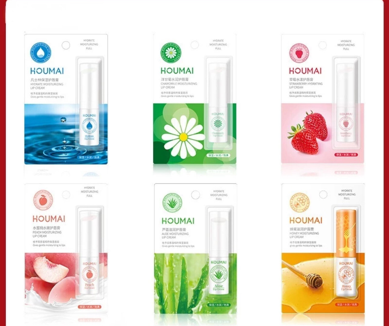 Peach Lip Balm Moisturizing Fruit Lipstick Lip Care Vaseline Lip Mask 12pcs