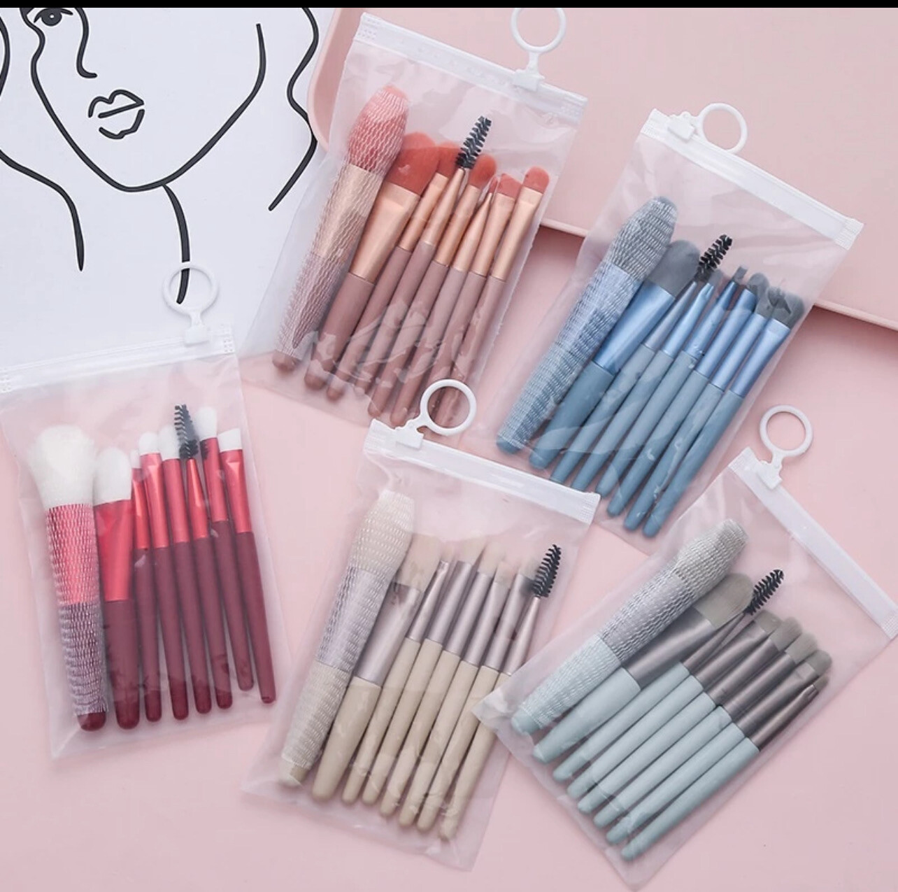 PVC Bag 8 PCS/SET Mini Makeup Brushes Set Travel Portable Soft Hair 3set