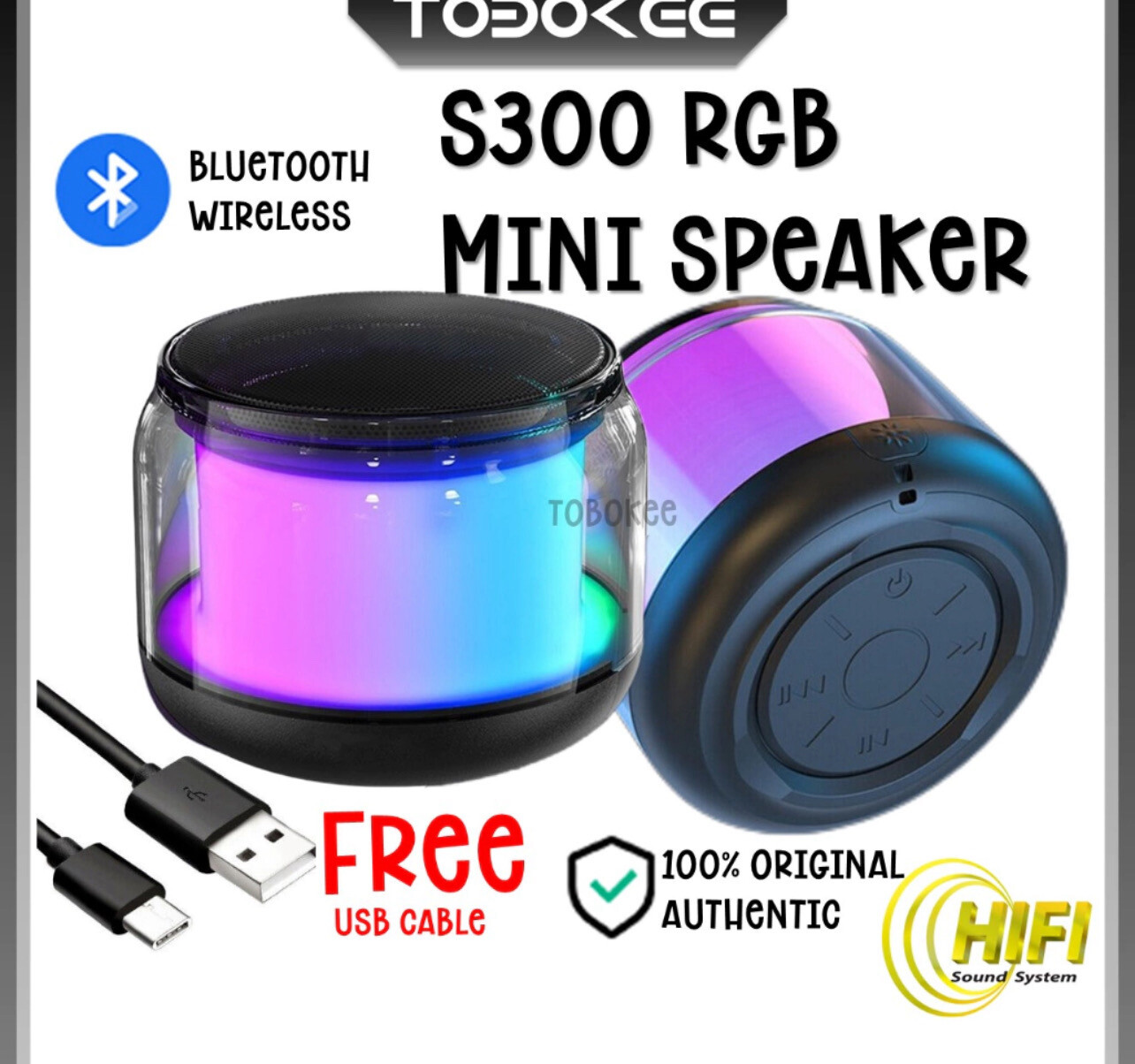 ￼S300 Mini Speaker Bluetooth Bass PC Laptop Mobile Gaming RGB Speaker Ambient Light