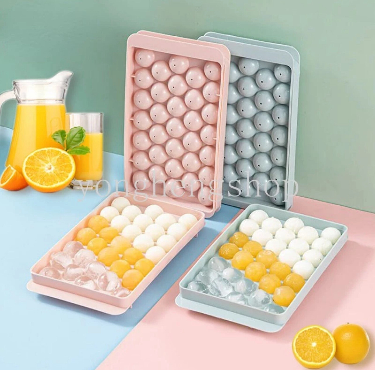 ￼33 Grid 3D Round Ball Ice Molds with Cover DIY Homemade Ice Cube Tray for Cocktail Whiskey Cold Drink Bar Party Supply Ice Making Tool Kitchen Gadgets 4pcs
