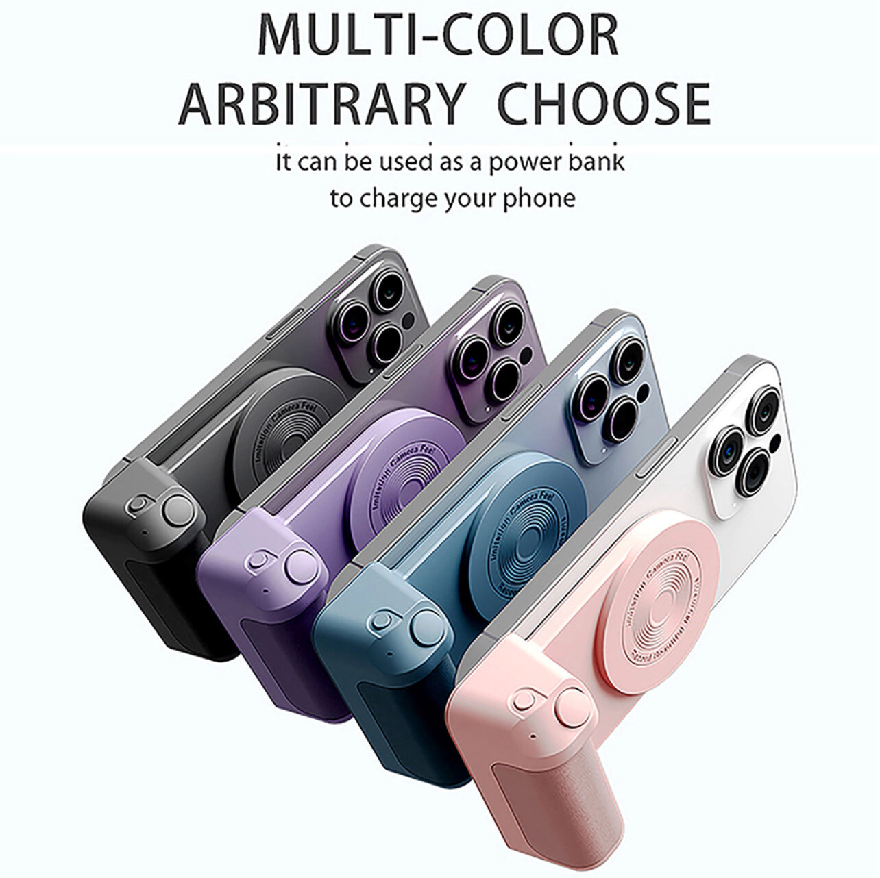 ￼3 in 1 Bluetooth-compatible Magnetic Selfie Phone Holder Grip for Android/iOS
