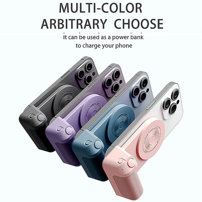 ￼3 in 1 Bluetooth-compatible Magnetic Selfie Phone Holder Grip for Android/iOS