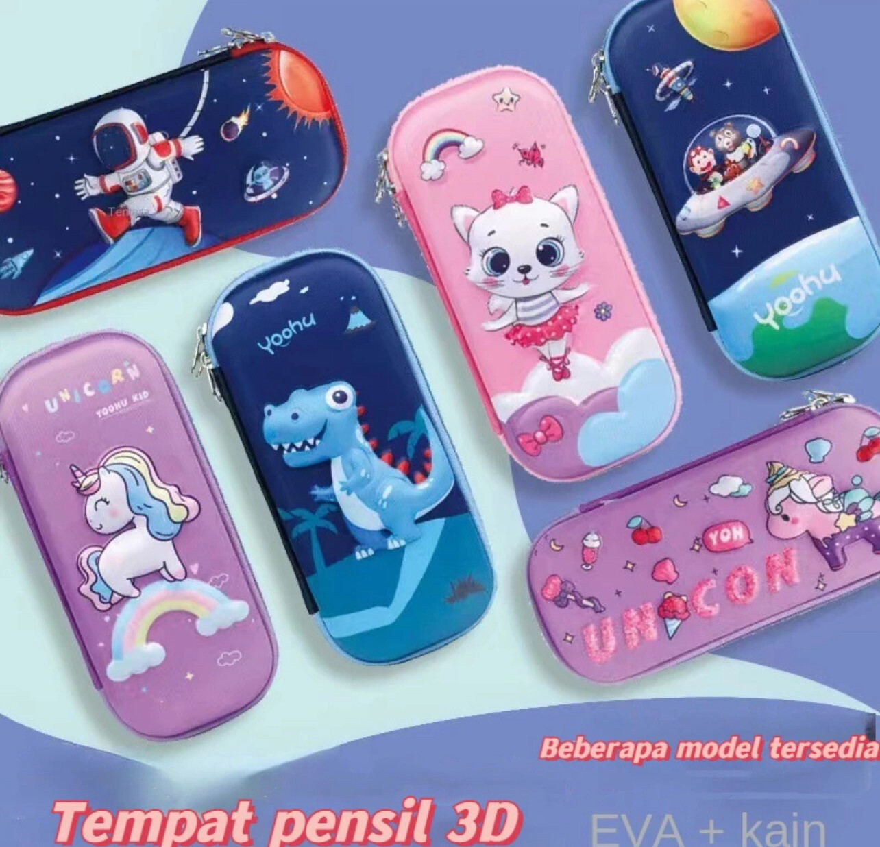 Cheapest pencil case / 3d children &#39;s pencil case waterproof giraffe unicorn princes astronaut dino car 2pcs