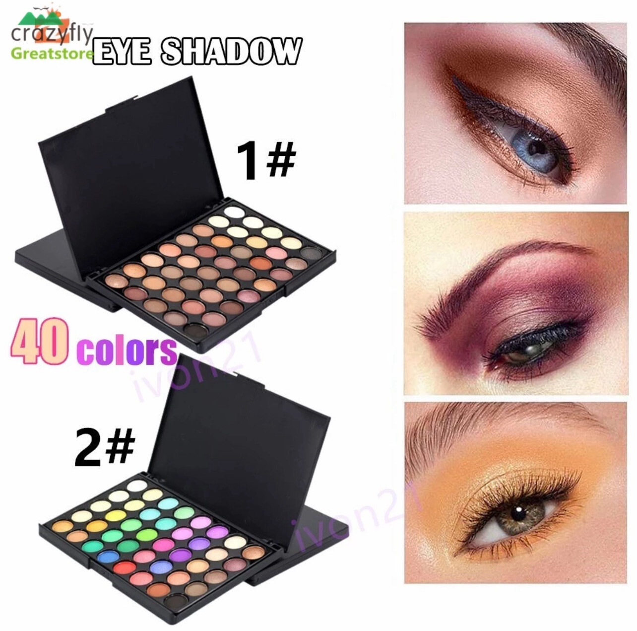 40 Colors Eyeshadow Makeup Pallete Matte Shimmer Lasting Silky Powder Makeup Set 3pcs