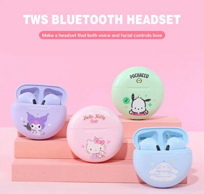 Sanrio Wireless Headphones Bluetooth 5.2 HD Call with Mic Stereo Sound Quality Noise Reduction Waterproof Hello Kitty