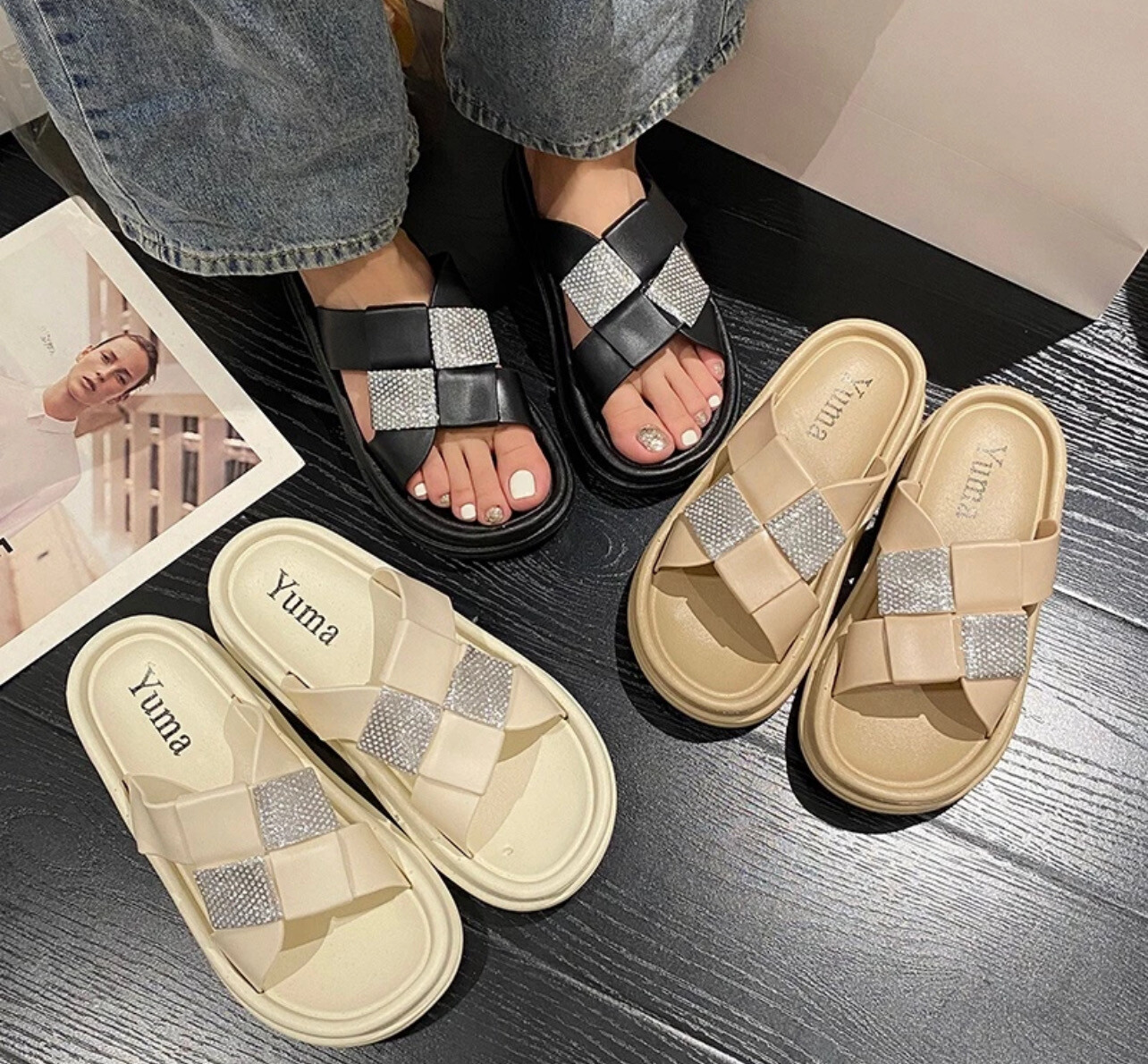 READY STOCK🔥WEBEE 8688 DEMMI Women Fashion Sandals Beach Woman Slippers Slip Ons Comfortable Shoe Kasut Perempuan