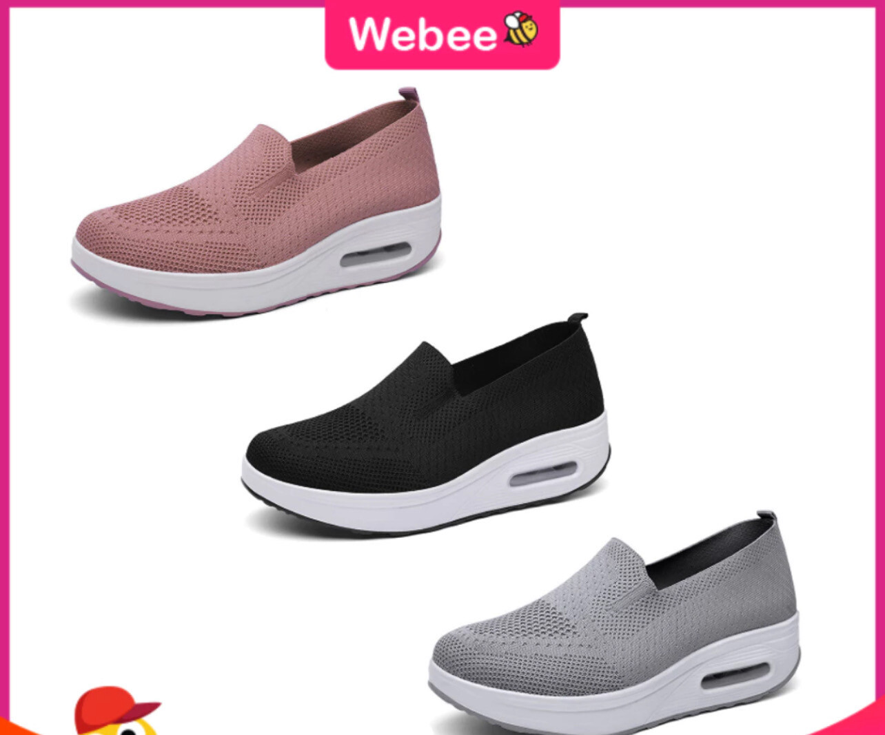 READY STOCK🎁WEBEE NB 3331 Mesh Up Stretch Sneakers Comfortable Casual Fashion Walking Shoe Platform Sneakers