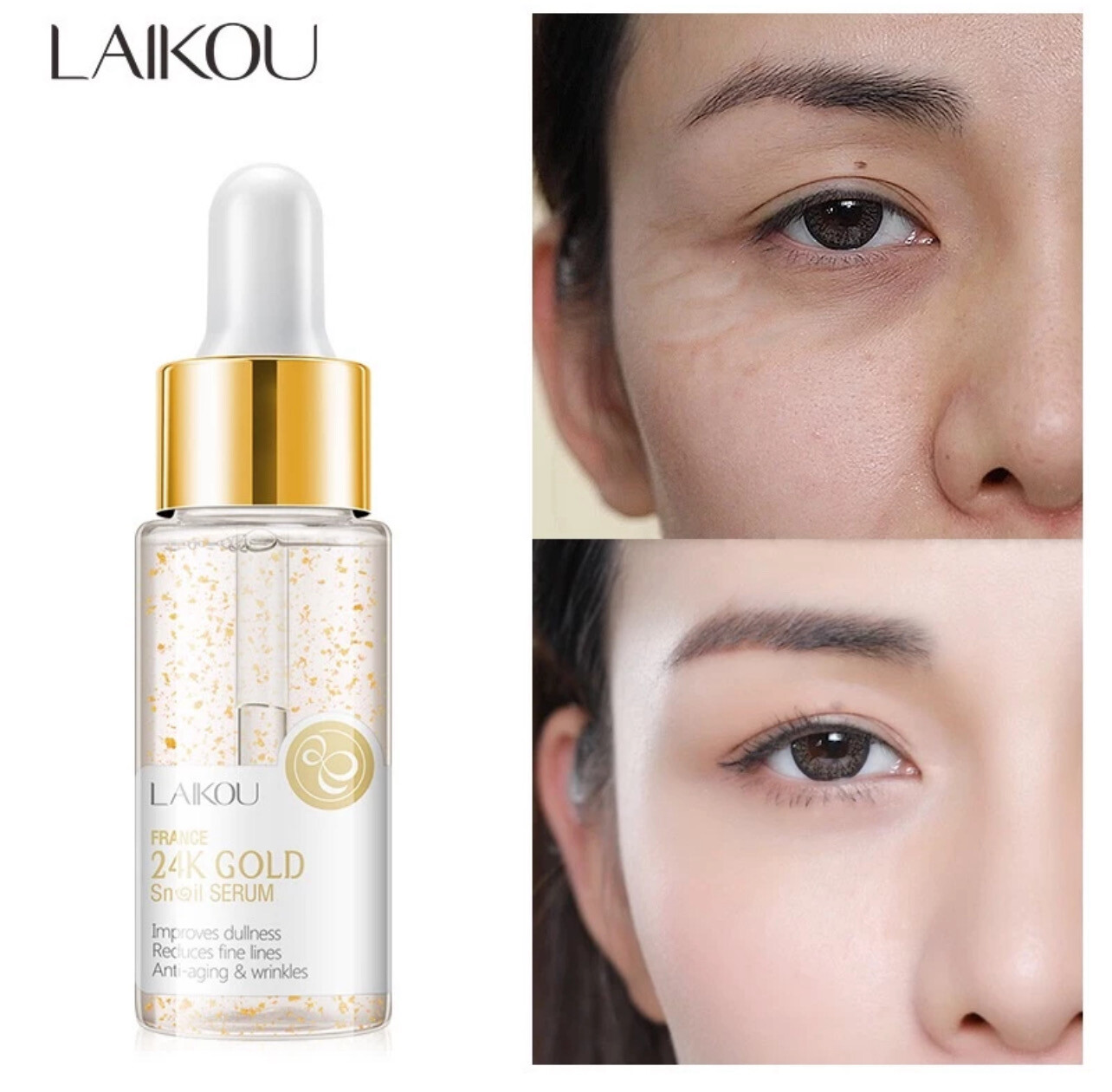 LAIKOU France 24K Gold Snail Serum Essence 3bottle