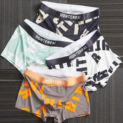 ￼4PCS Boxer Underwear Men Fashion Plus Size Panties Man Boxershorts Underpants Breathable Boxers Short 1set 4pcs (L-4XL)
