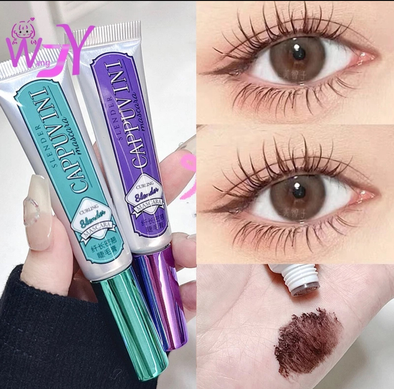 Cappuvini Mascara Waterproof Long Curling Non-Smudding Lengthening Natural Mascara 4pcs
