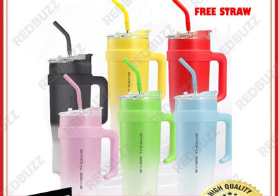 REDBUZZ 1200ml Tumbler Thermos Flask with Handle Straw Stainless Steel 304 Water Bottle Thermos Bottle 保温壶