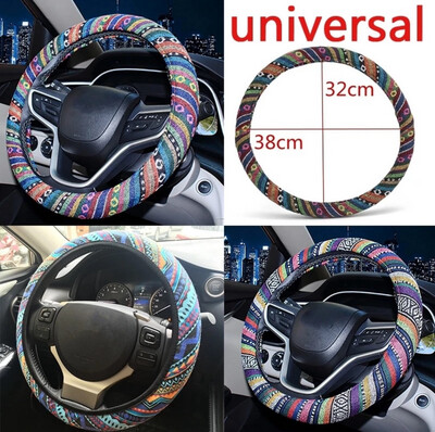 ￼38CM Soft Linen Multi-Color Linen Car Universal Steering Wheel Covers 2pcs