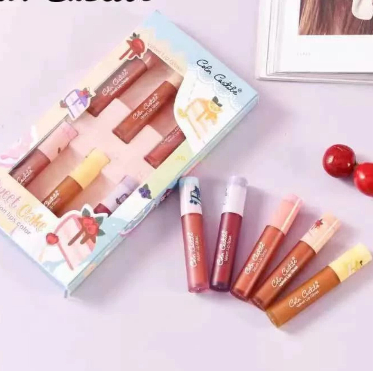 Color Castle Sweet Cup Cake Velvet Matte Lip Gloss Fashion Color 6in1 6Pcs Lip Matte Lipstick Set 2set 12pcs