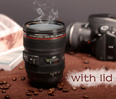￼New Caniam SLR Camera Lens 24-105mm 1: 1 Scale Plastic Coffee Tea MUG 400ML Creative Cups And mugs With Lid