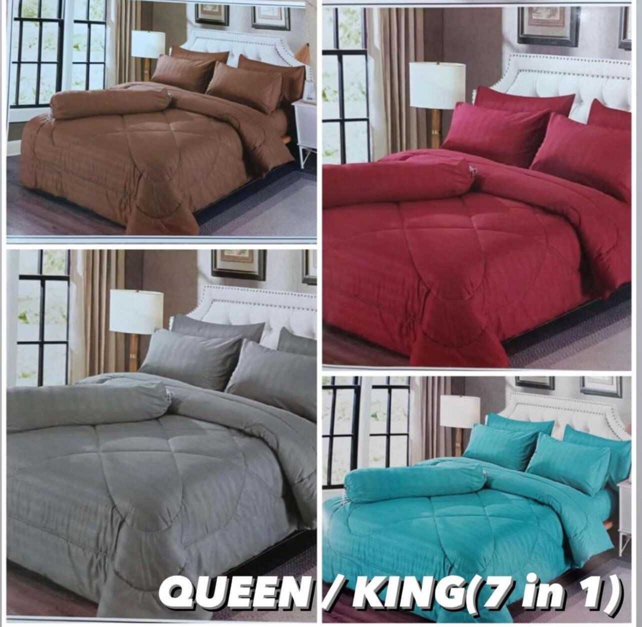 ￼Cadar hotel 7 in 1 Chadar hotel style CADAR HQ + COMFORTER (7+1)KING/QUEEN 7 IN 1 hot sale/ BOXIN 🔥🔥ready stock🔥🔥 (1Set Queen size)