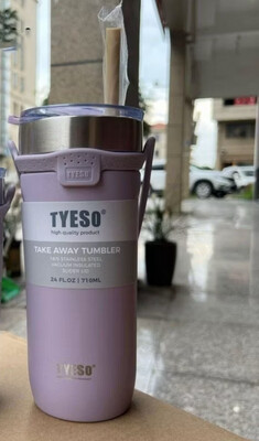 ￼Original Tyeso Tumbler 550ML 710ML Stainless Steel Insulated Vacuum with Handle and Silicone Straw 710ml