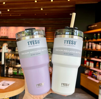 ￼【COD】TYESO 600ml/900ml Vacuum Insulated Tumbler Keep Cold and Hot with Silicon Straw 600ml