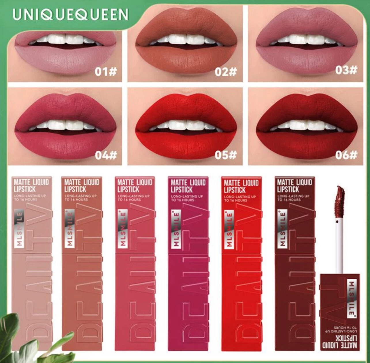 Mlsmile Matte Matte Liquid Lipstick Non-stick Cup Velvet Lip Gloss Lip Gloss Foreign Trade Non-fading Lip Glaze LIFE07 3pcs