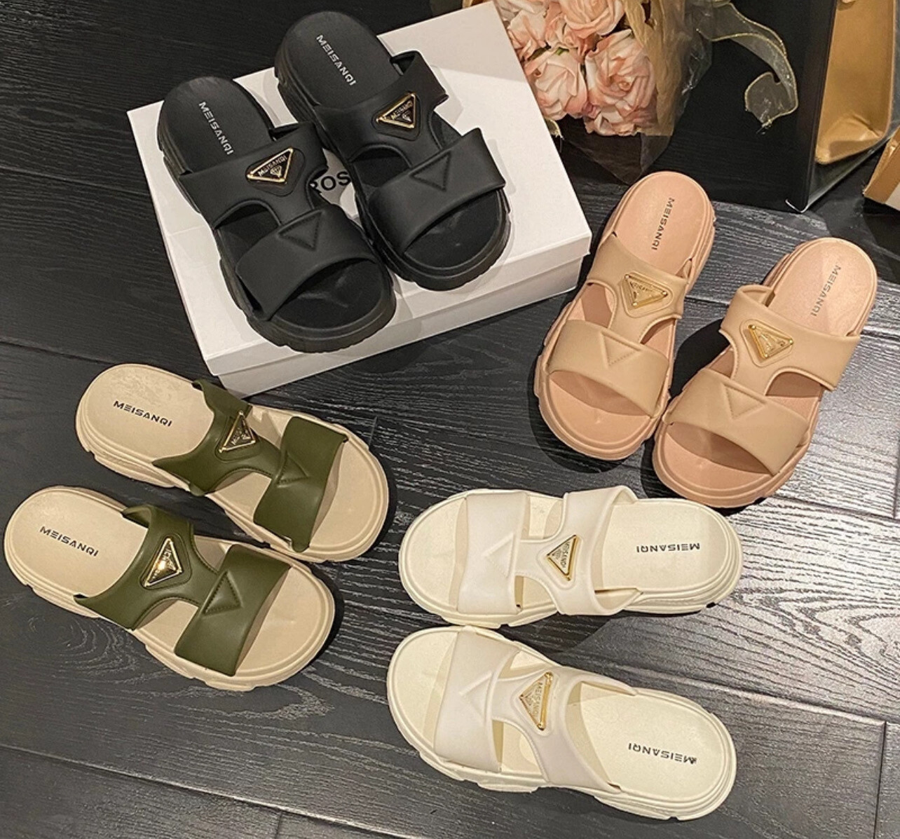 READY STOCK🔥WEBEE 2201-11 POPO Thick Women&#39;s Slippers Sandals Kasut Tebal Wanita Casual Wedges